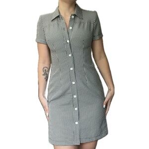 🖤Vintage Brioche California Black & White Gingham Button Front Dress🖤